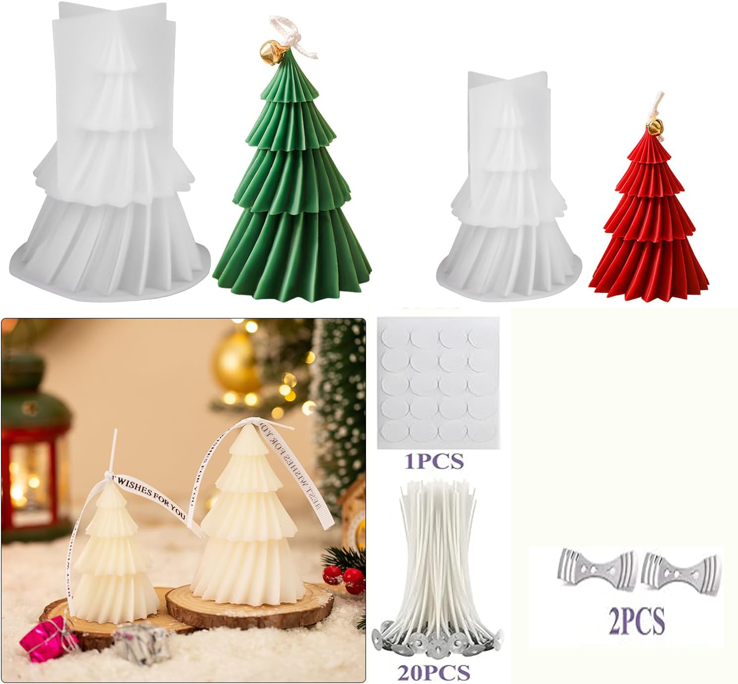 Candle Making Kit Xmas - Noel Ağacı Silikon Mum Kalıp Seti