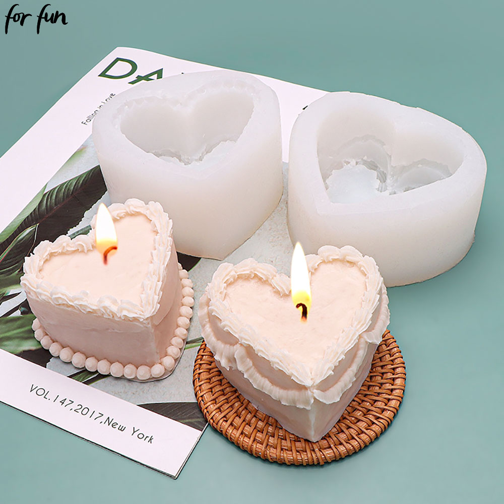 Candle Making Jelly - Eğlenceli Kalp Kek Şekilli Mum silikon